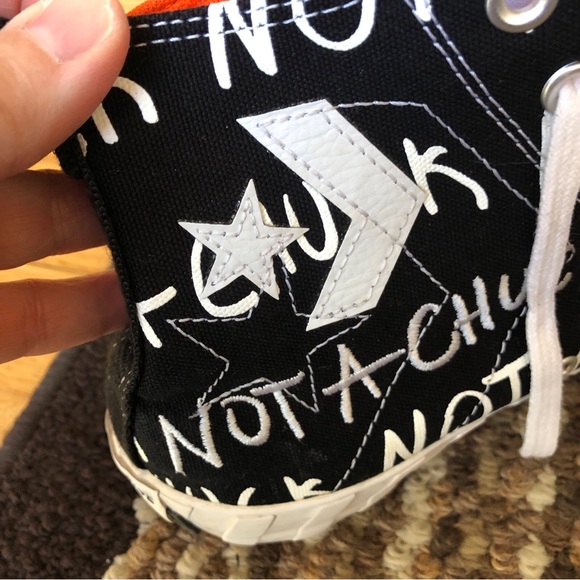 Mens High-Top converse Sneakers - Black and White - Picture 7 of 13